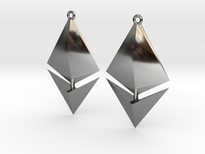 Ethereum Earring Pendants in Fine Detail Polished Silver