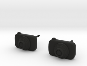 Camera Earrings in Black Natural Versatile Plastic