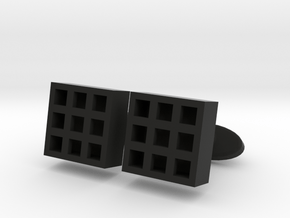 Square Cell Cufflinks in Black Premium Versatile Plastic