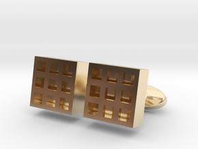 Square Cell Cufflinks in 14k Gold Plated Brass