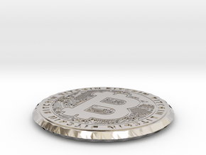 Bitcoin Coin / Coaster ( double sided ) in Platinum: Extra Small