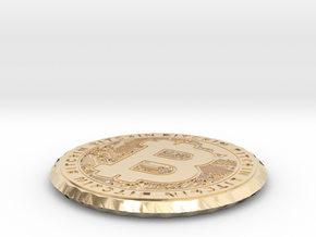 Bitcoin Coin / Coaster ( double sided ) in 14k Gold Plated Brass: Extra Small
