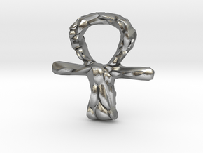 Ankh with Pebble Finish in Natural Silver