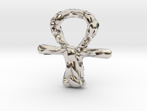 Ankh with Pebble Finish in Rhodium Plated Brass
