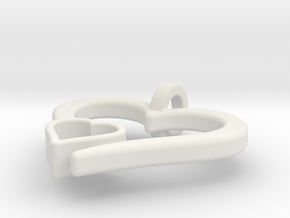 Heart Pendant in White Natural Versatile Plastic: Small