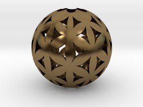 Flower of life bead sphere  in Polished Bronze