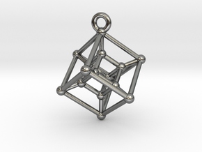Hypercube Pendant in Polished Silver