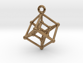 Hypercube Pendant in Natural Brass