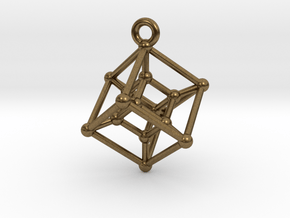 Hypercube Pendant in Natural Bronze