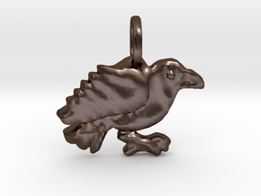 Raven Pendant in Polished Bronze Steel