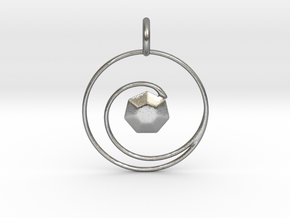 Spiral Gemstone Pendant in Natural Silver