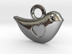 Lovebird Pendant in Polished Silver