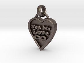 You Me Love Forever in Polished Bronzed Silver Steel