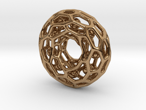 Voronoi tor pendant with little balls moving freel in Polished Brass (Interlocking Parts)