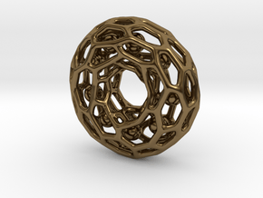 Voronoi tor pendant with little balls moving freel in Polished Bronze (Interlocking Parts)