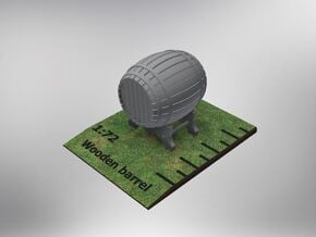 1/72nd (20 mm) scale wooden barrel in White Natural Versatile Plastic