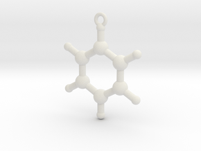 Benzen Molecule Pendant. 2 Sizes. in White Natural Versatile Plastic: Medium
