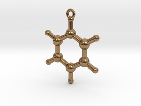 Benzen Molecule Pendant. 2 Sizes. in Natural Brass: Medium