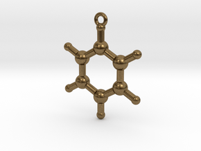Benzen Molecule Pendant. 2 Sizes. in Natural Bronze: Medium