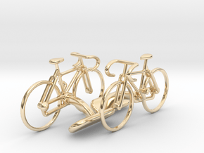 Racing Bicycle Cufflinks in 14k Gold Plated Brass