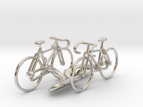 Racing Bicycle Cufflinks in Rhodium Plated Brass