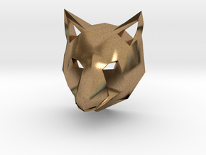 Low Poly Wolf Pendant in Natural Brass