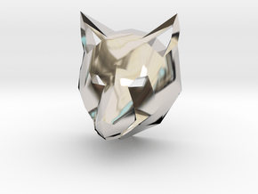 Low Poly Wolf Pendant in Rhodium Plated Brass