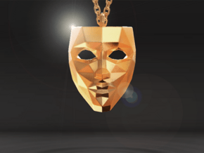 Mask Pendant in Polished Gold Steel