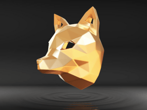 Low Poly Fox Pendant in Polished Gold Steel