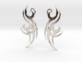 Tribal "Wind spirit" Earrings in Rhodium Plated Brass