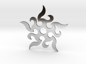 Tribal "Dancing flames" Pendant in Polished Silver