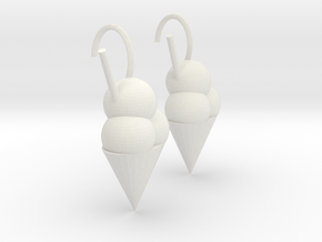 Icecream earrings  in White Natural Versatile Plastic