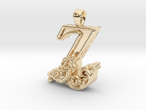 Scroll Letter Z – Initial Pendant in 14k Gold Plated Brass