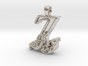 Scroll Letter Z – Initial Pendant in Rhodium Plated Brass