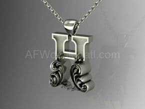 Scroll Letter H – Initial Letter Pendant in Fine Detail Polished Silver