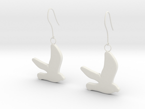 Bird earrings in White Natural Versatile Plastic