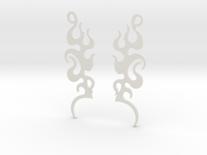 Tribal "Dancing Flames" Earrings in White Natural Versatile Plastic