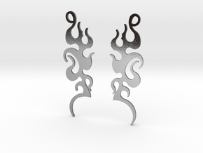 Tribal "Dancing Flames" Earrings in Polished Silver