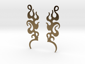 Tribal "Dancing Flames" Earrings in Polished Bronze