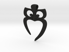 Owl Heart Pendant in Black Premium Versatile Plastic