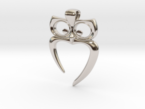 Owl Heart Pendant in Rhodium Plated Brass
