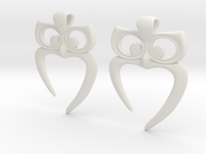 Owl Heart Earrings in White Premium Versatile Plastic