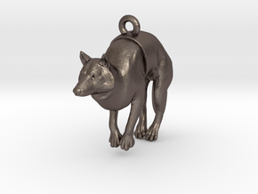 Pendant "Dog" in Polished Bronzed Silver Steel
