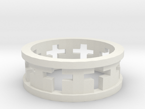 Cross Ring in White Premium Versatile Plastic