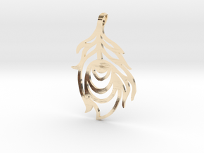 Peacock Feather Pendant in 14K Yellow Gold