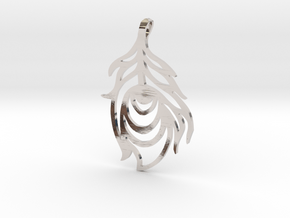 Peacock Feather Pendant in Rhodium Plated Brass