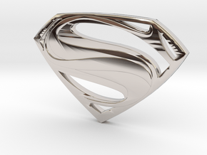 Man Of Steel - Double Sided in Rhodium Plated Brass