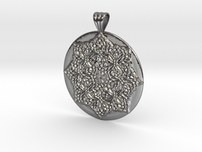 Victorian Medallion with scalloped bail in Polished Silver