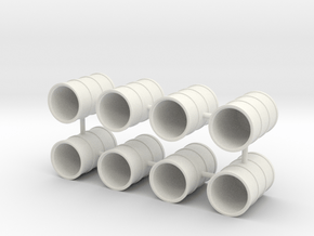 Round Oil Barrel Game Piece Set (8 Barrels) in White Natural Versatile Plastic