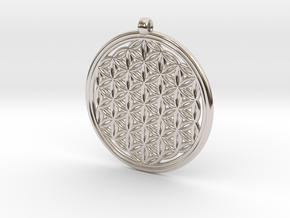 Flower of Life in Rhodium Plated Brass